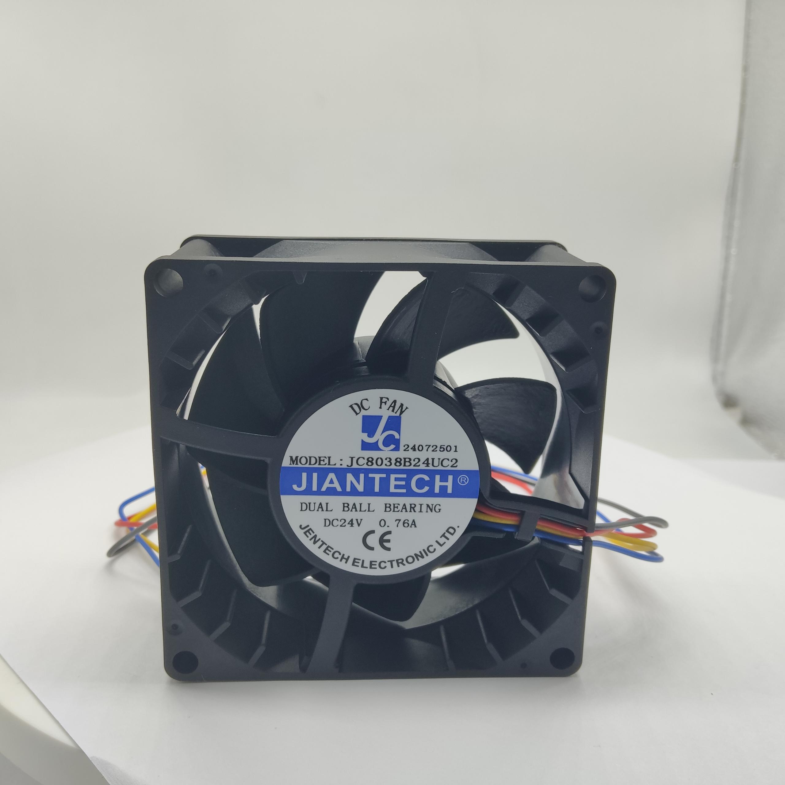 JC8038B24L-2 80×80×38mm低噪高可靠散热风扇 24V充电桩电源模块散热方案